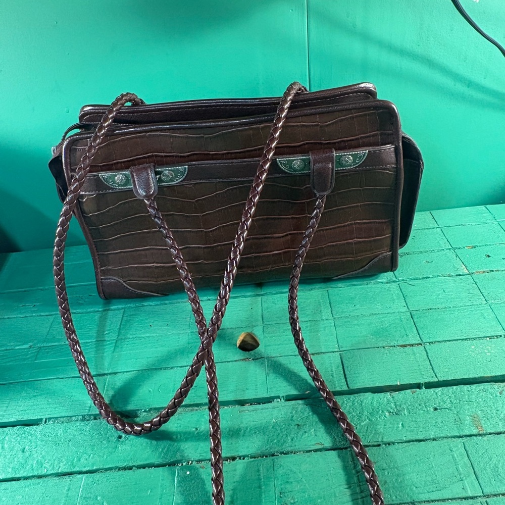 Bueno Chocolate Crocodile Texture Shoulder Bag